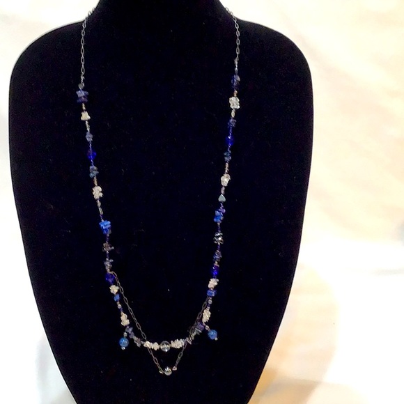 Blue & white beads & chips 30” counterweight extender - Picture 1 of 7